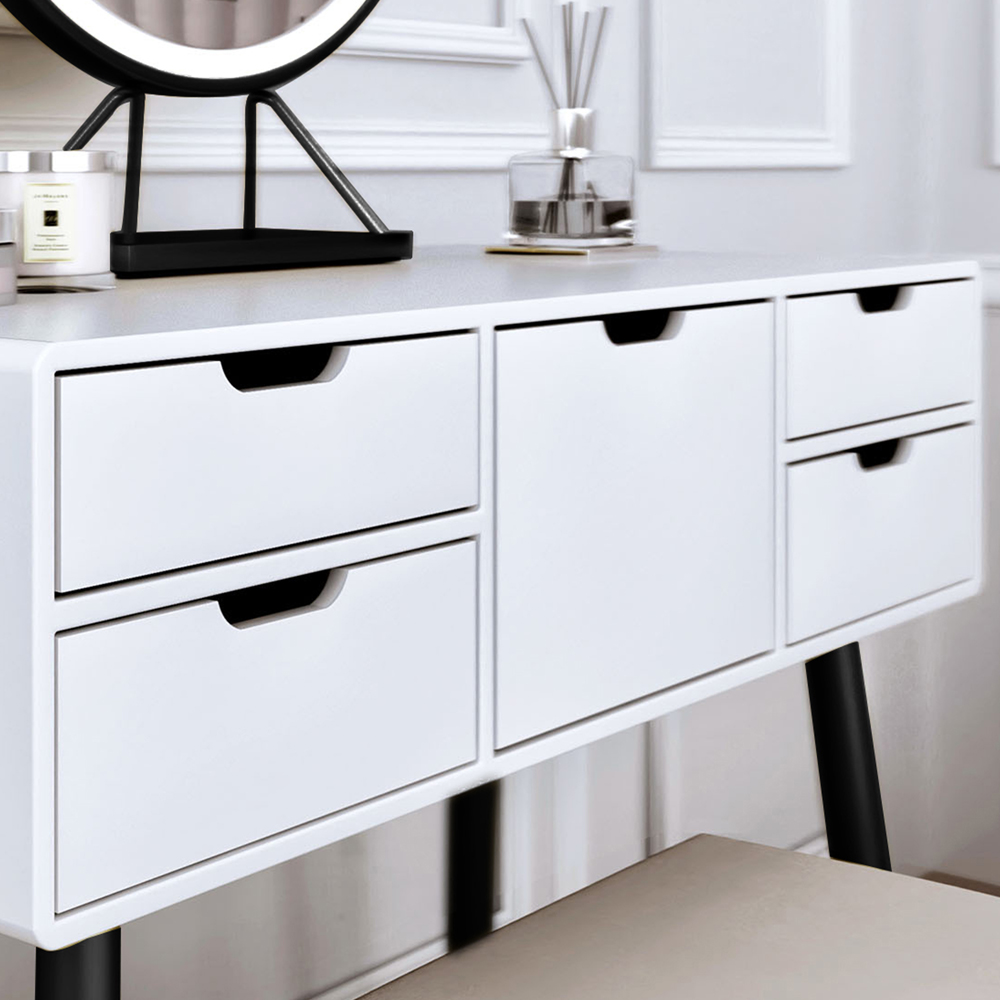 CARME Home Gabriella White and Black Dressing Table Image 4