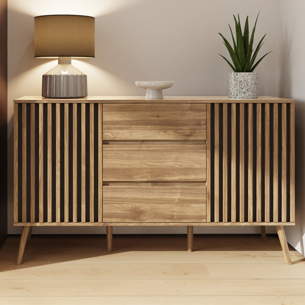 GFW Rowan Oak Louvered Sideboard Image 1