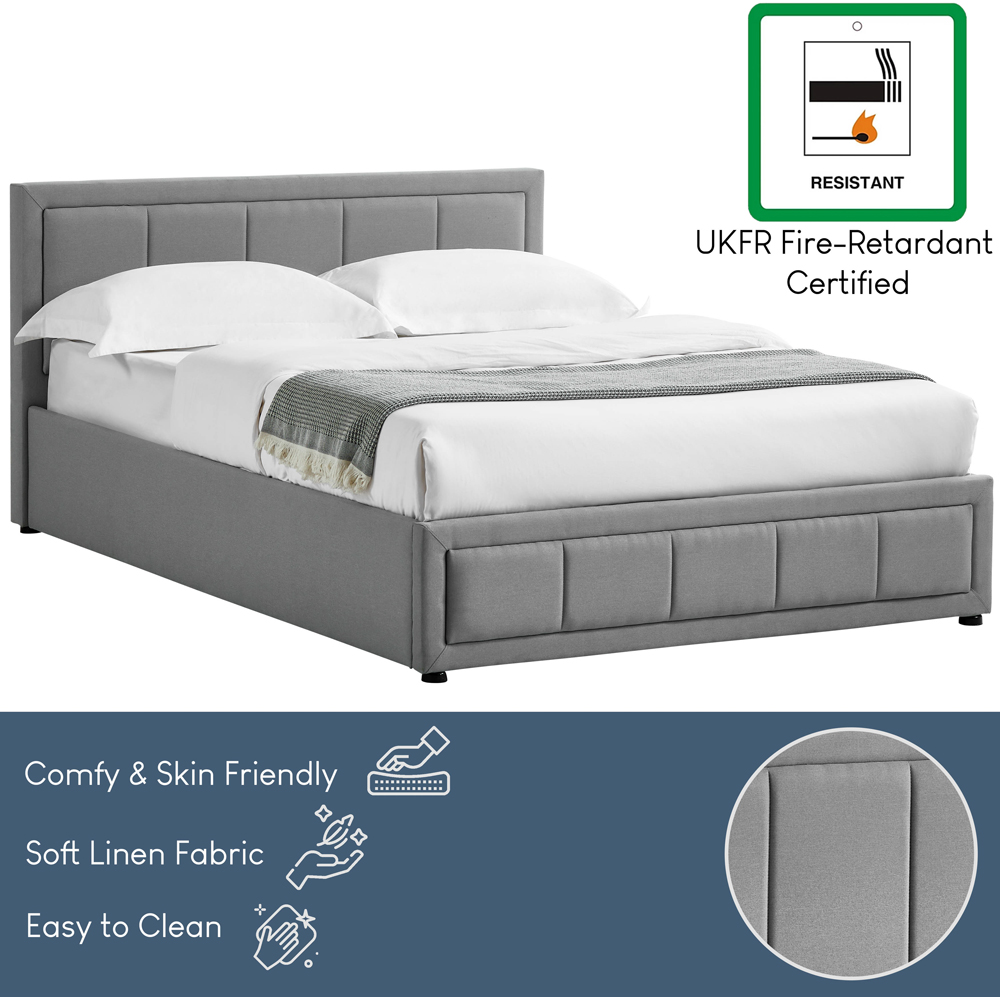 Vida Designs Vanita Double Light Grey Ottoman Bed Image 7