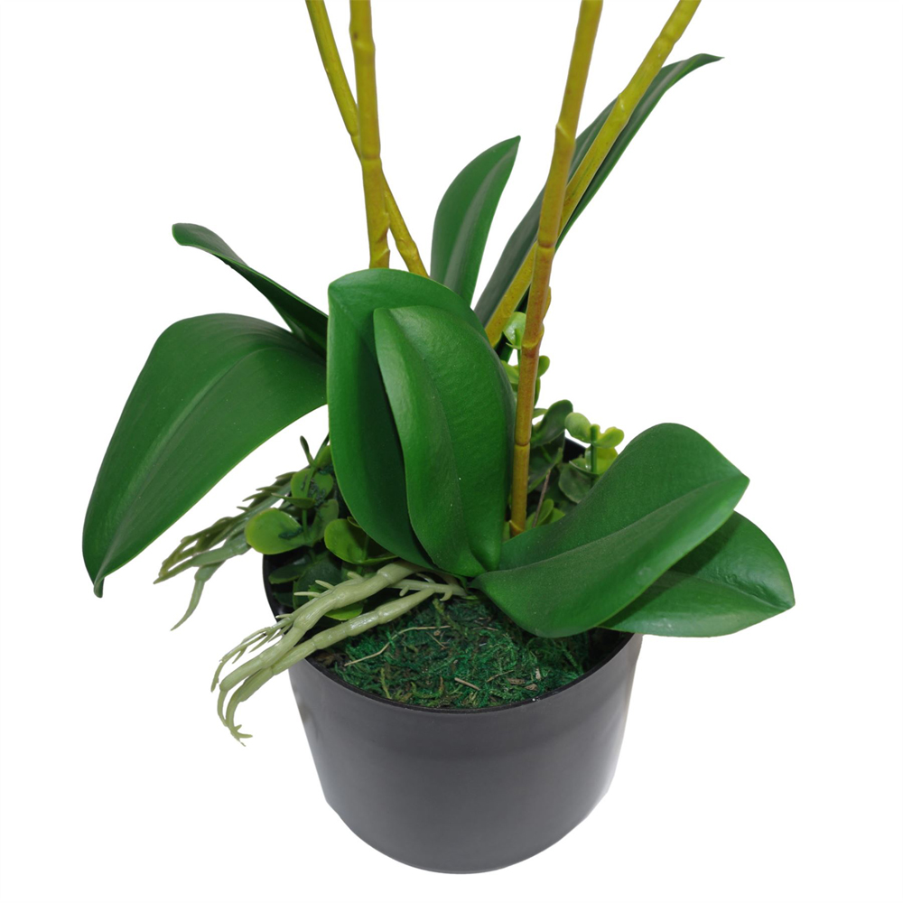 Leaf Pink Orchid 3 Stems Artificial Plant Pot 60cm Image 3