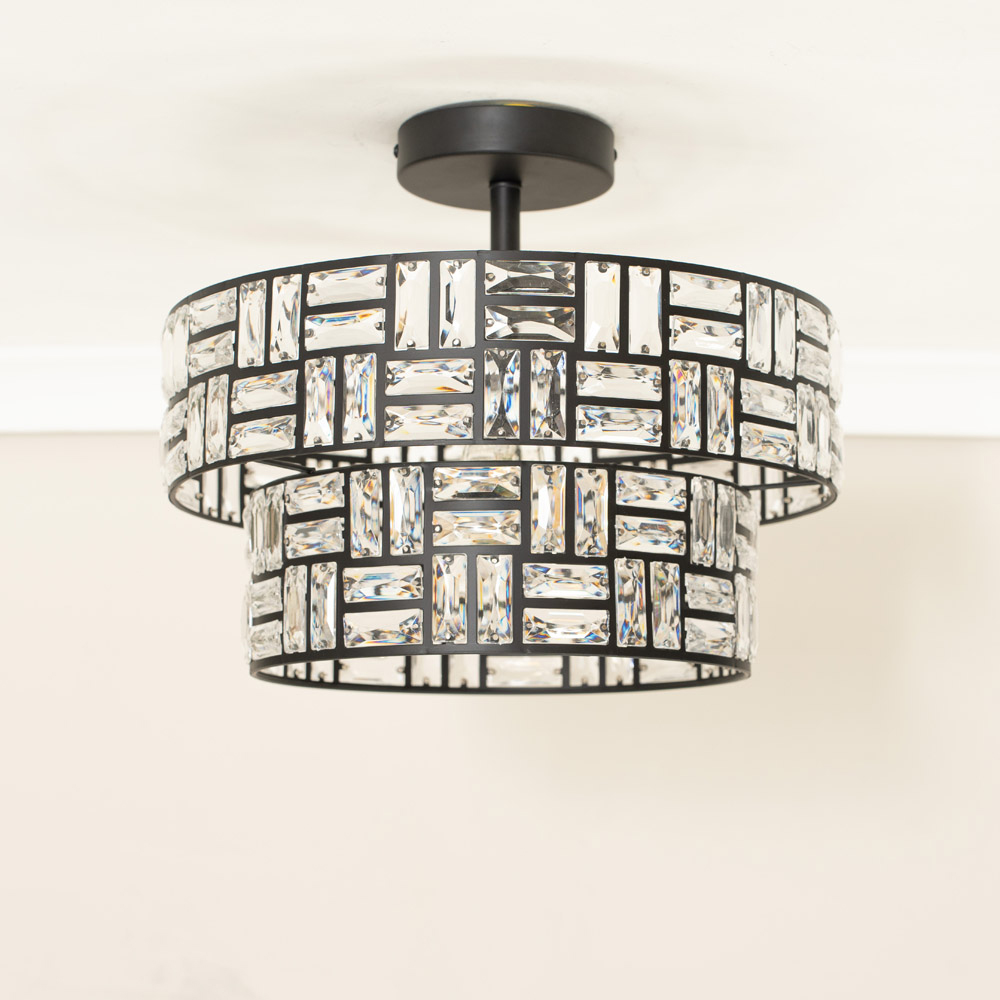 ValueLights Elise 2 Tier Black Acrylic Jewel LED Ceiling Light Image 3