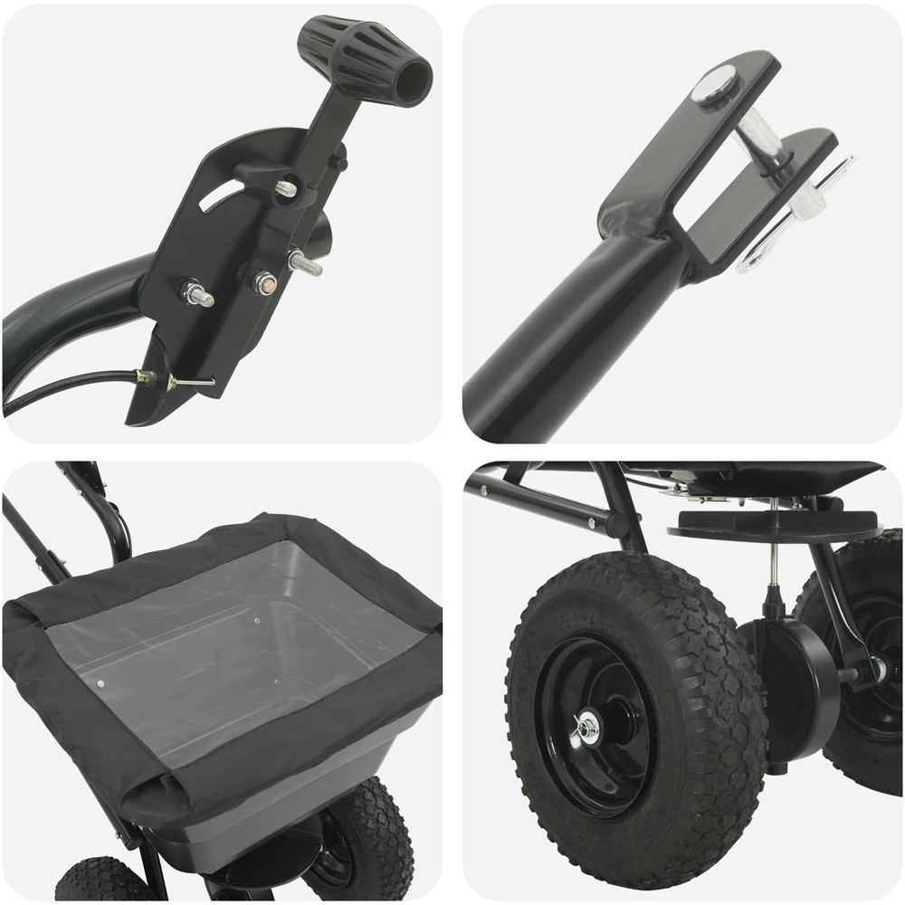 vidaXL Black Lawn Spreader 74 x 53 x 108cm Image 8