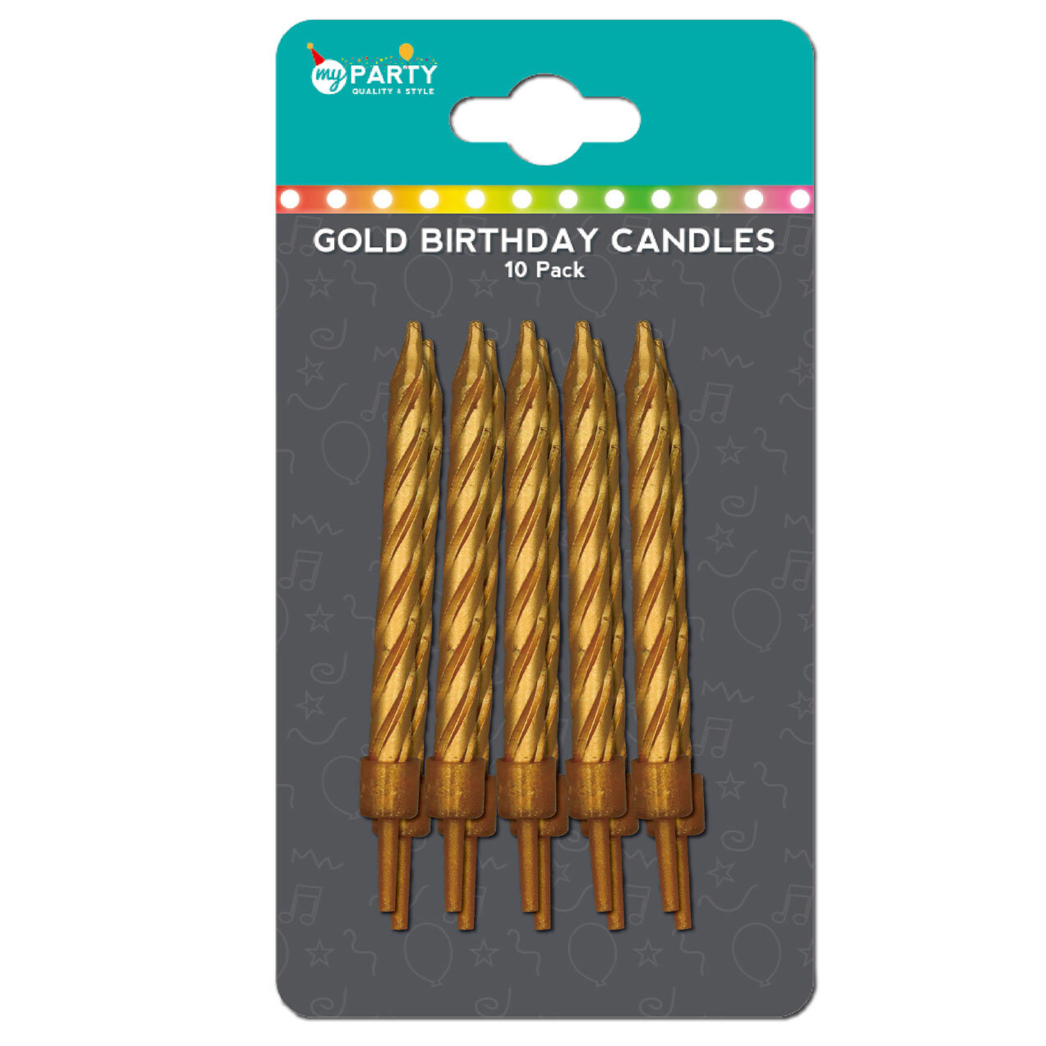 Pack of 10 Birthday Candles - Gold Image
