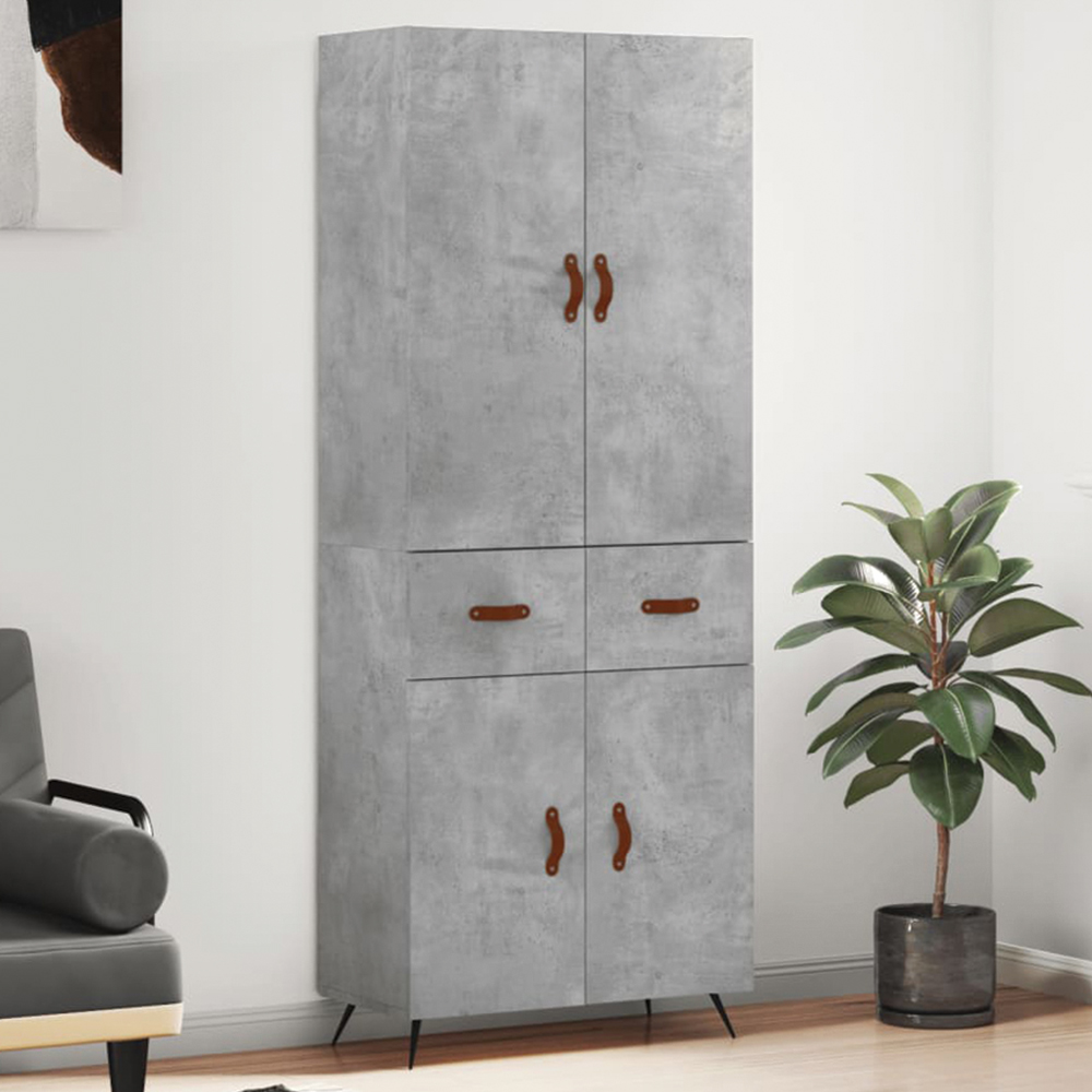 vidaXL 4 Door 2 Drawer Concrete Grey Highboard Image 1