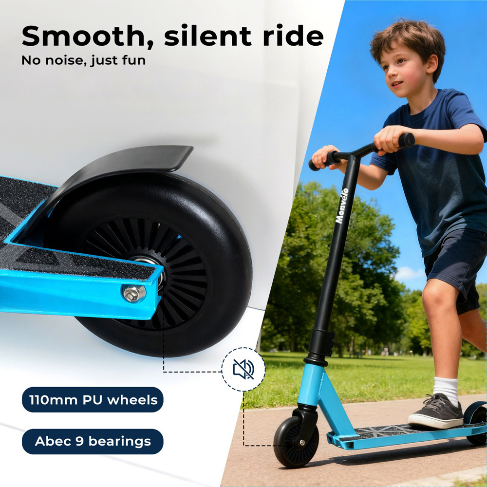 Monvelo Light Blue and Black Kids Adult Freestyle Stunt Scooter Image 5