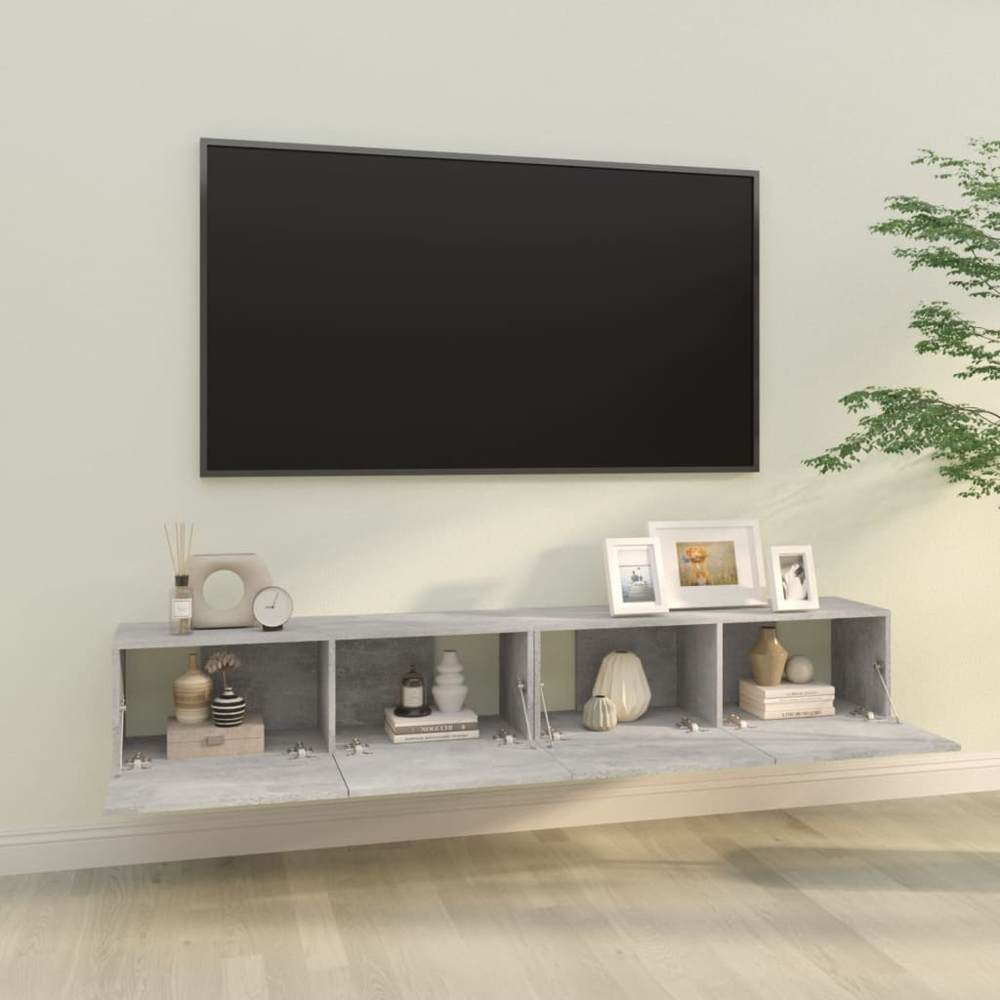 vidaXL 2 Door Wall Mounted Concrete Grey TV Cabinet Set of 2 Image 8