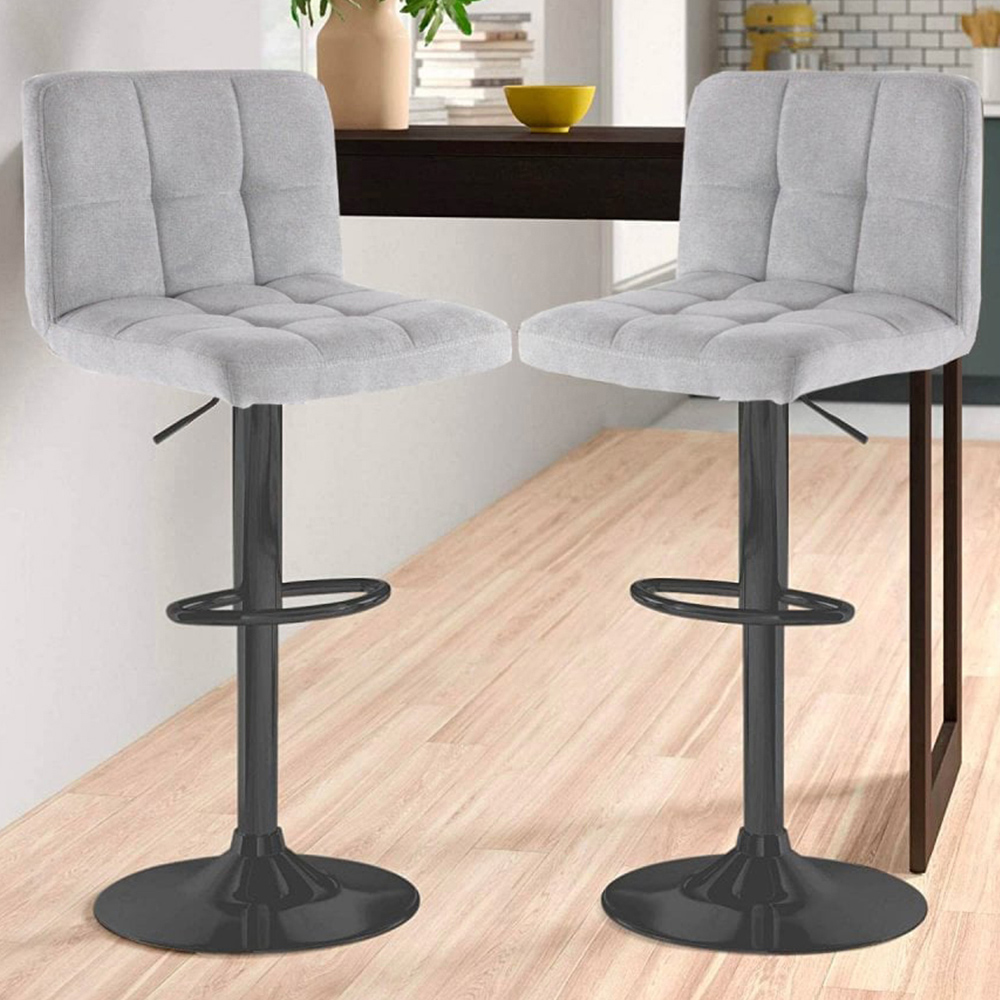 Neo Grey Fabric Swivel Bar Stool Set of 2 Image 1