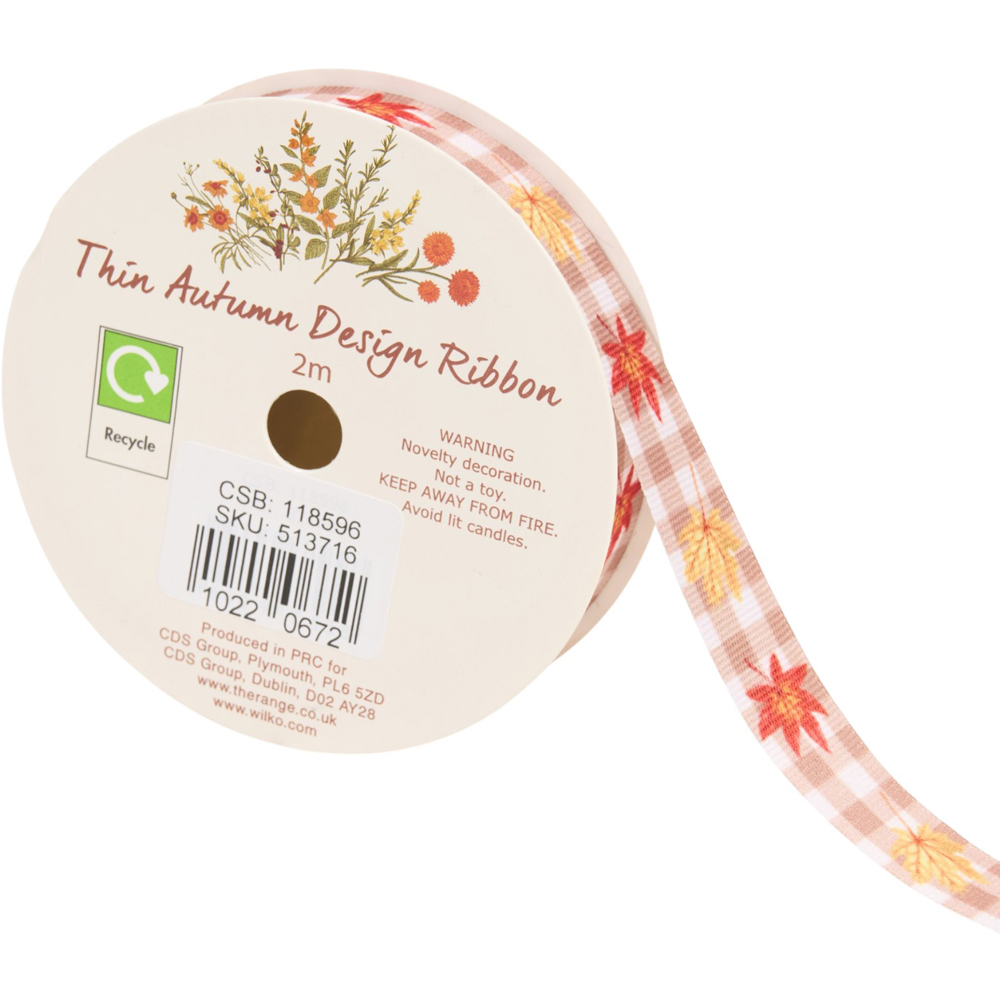 Thin Autumn Design Decorating Ribbon Image 6