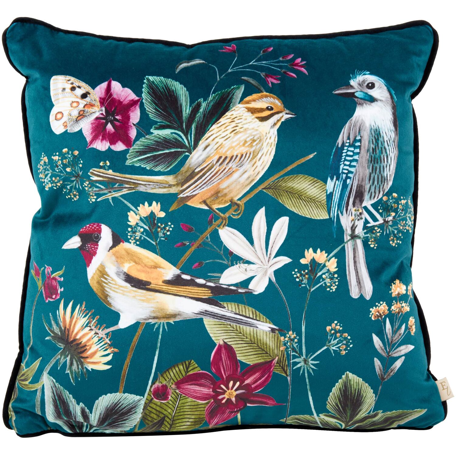 Midnight Garden Bird Cushion - Blue Image 1
