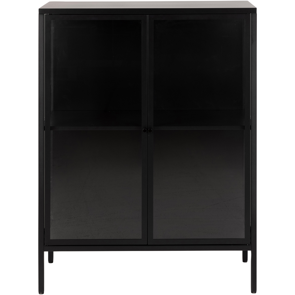 Florence Newcastle 2 Door 2 Shelf Matt Black Low Display Cabinet Image 3