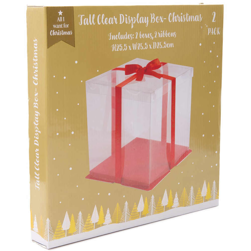 Pack of 2 Tall Clear Display Christmas Boxes Image 5