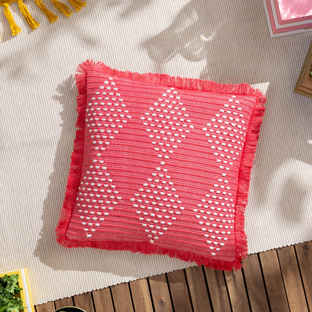 furn. Kadie Pink Woven Cushion 45 x 45cm Image 2
