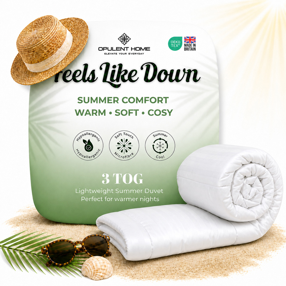 Opulent Home Super King Size White Summer Hollowfibre Duvet 3 Tog Image 2