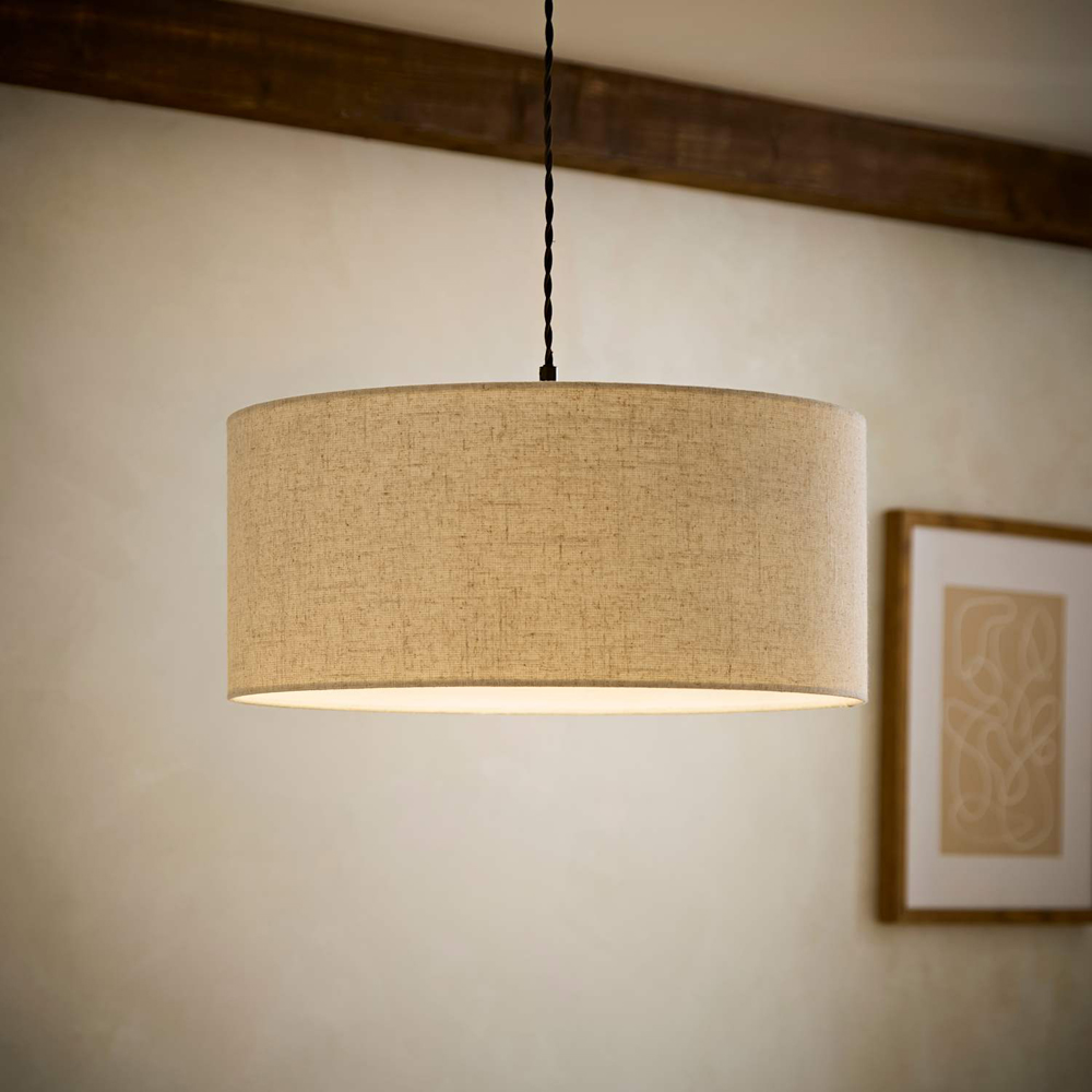 ValueLights Reni Cream Linen Easy Fit Squat Drum Pendant Lamp Shade Image 6