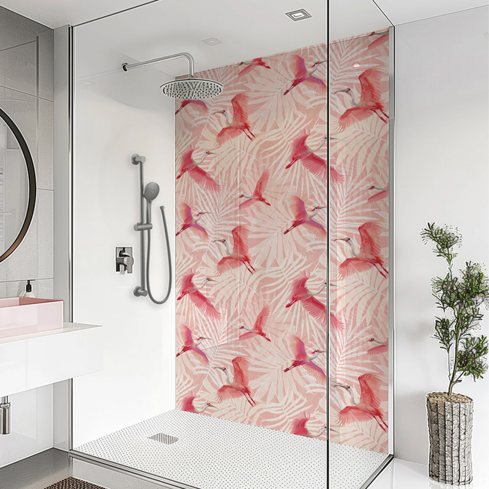 Splashbax Premium Artisan Pink Love Acrylic Bathroom Wall Panel 2400 x 1200mm Image 1