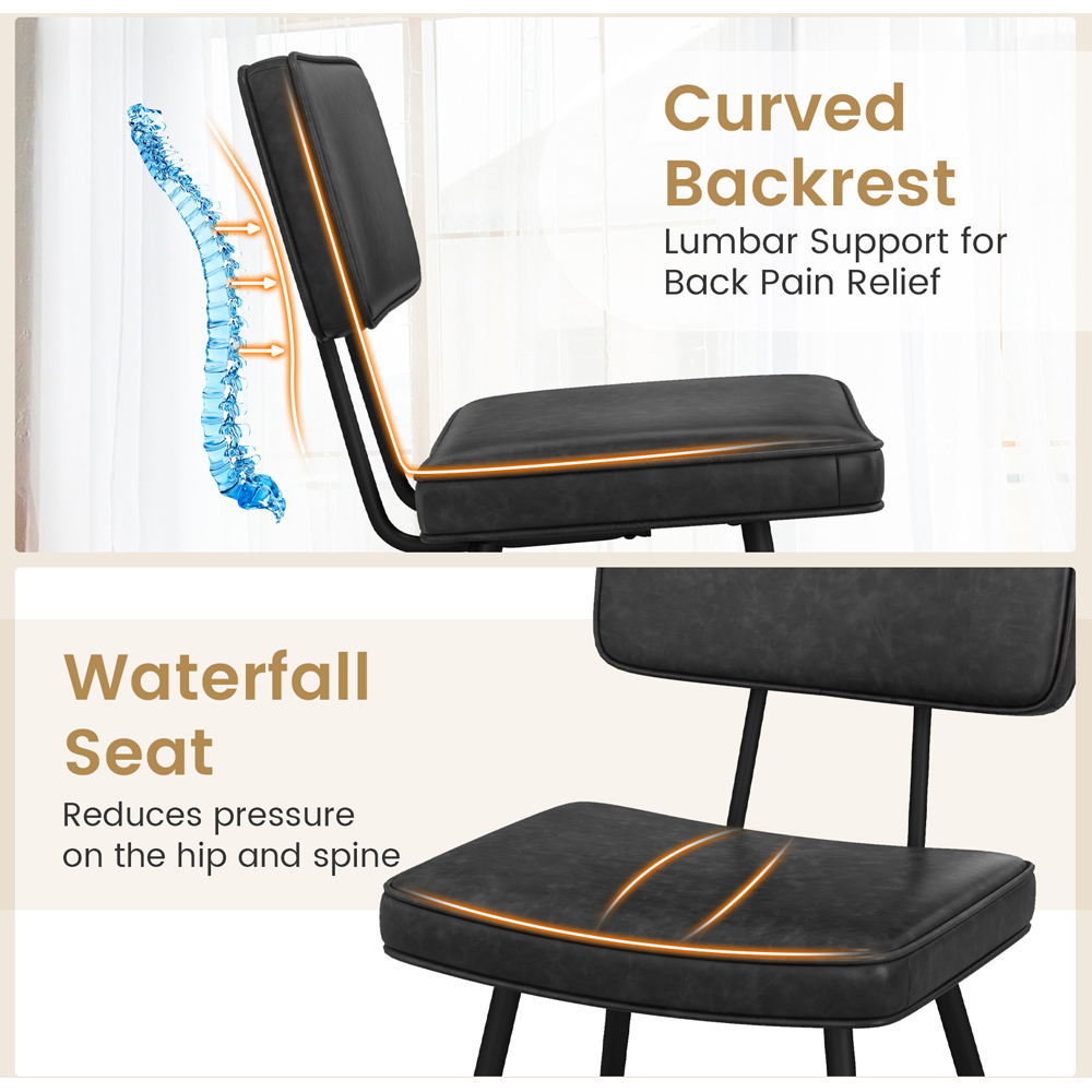 Costway Set of 2 Black Faux Leather Upholstered Dining Chairs Image 5