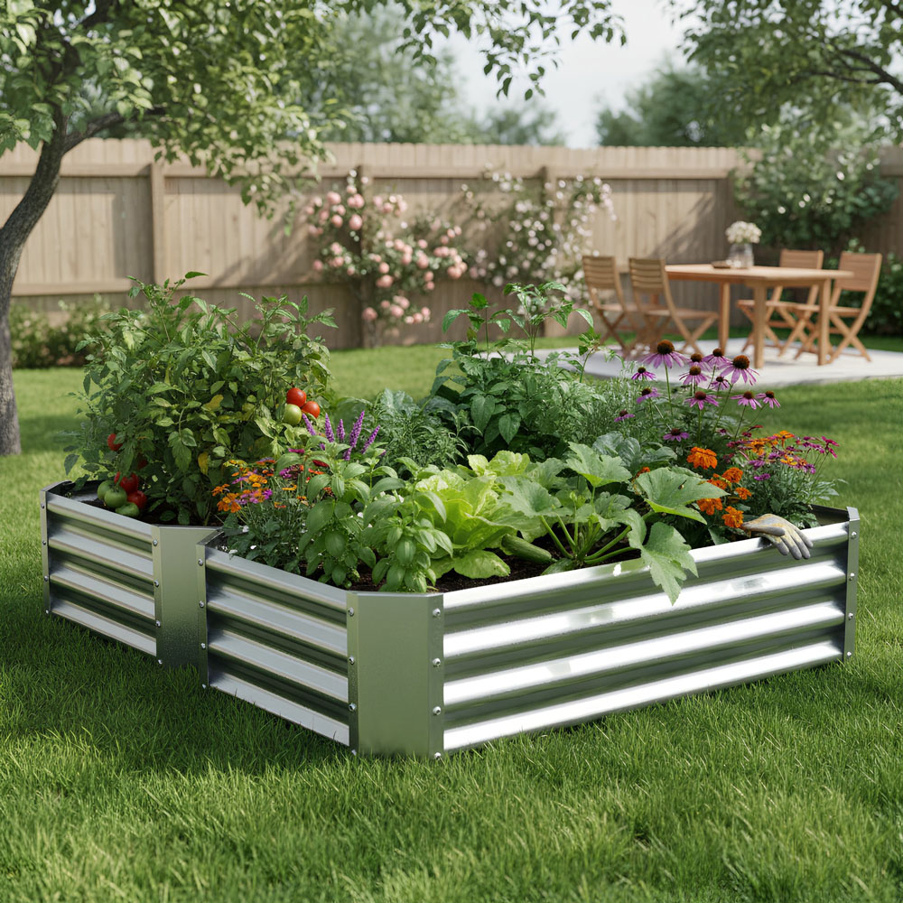 Harbour Housewares Silver Rectangle Galvanised Steel Raised Garden Bed 120 x 60cm Image 2