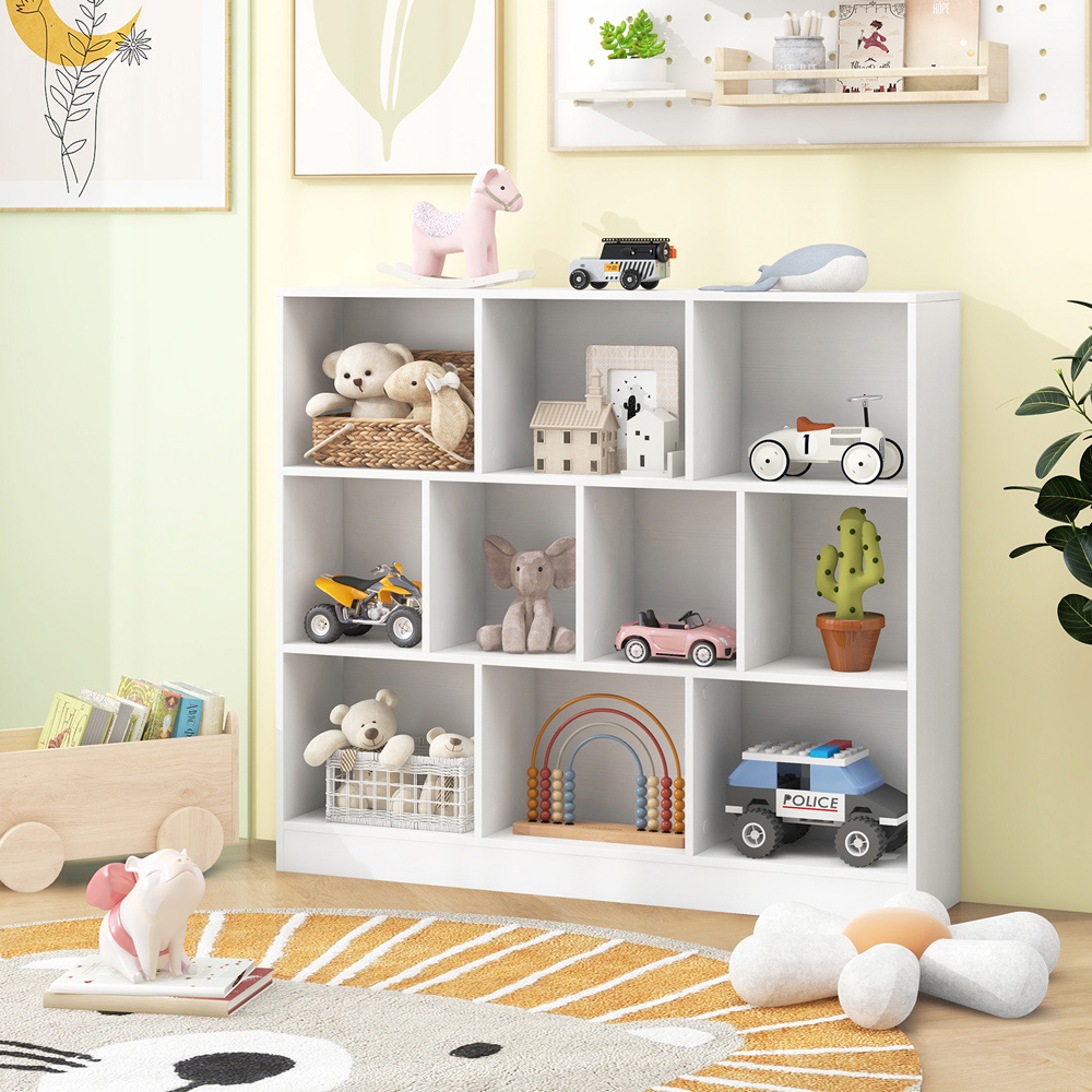 Costway 10 Cube White Bookshelf Image 4