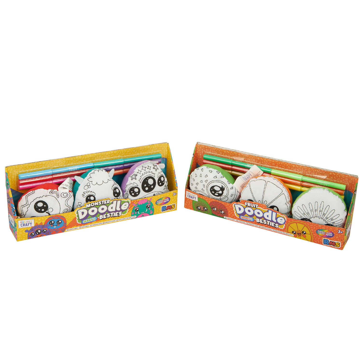 Pack of 3 Fruits or Monsters Doodle Buddies - White Image 9
