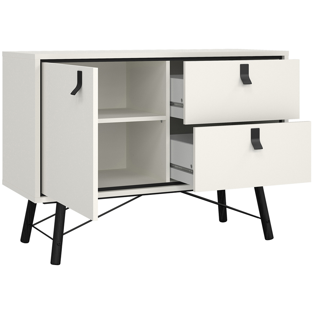 Florence Ry Single Door 2 Drawer Matt White Sideboard Image 3