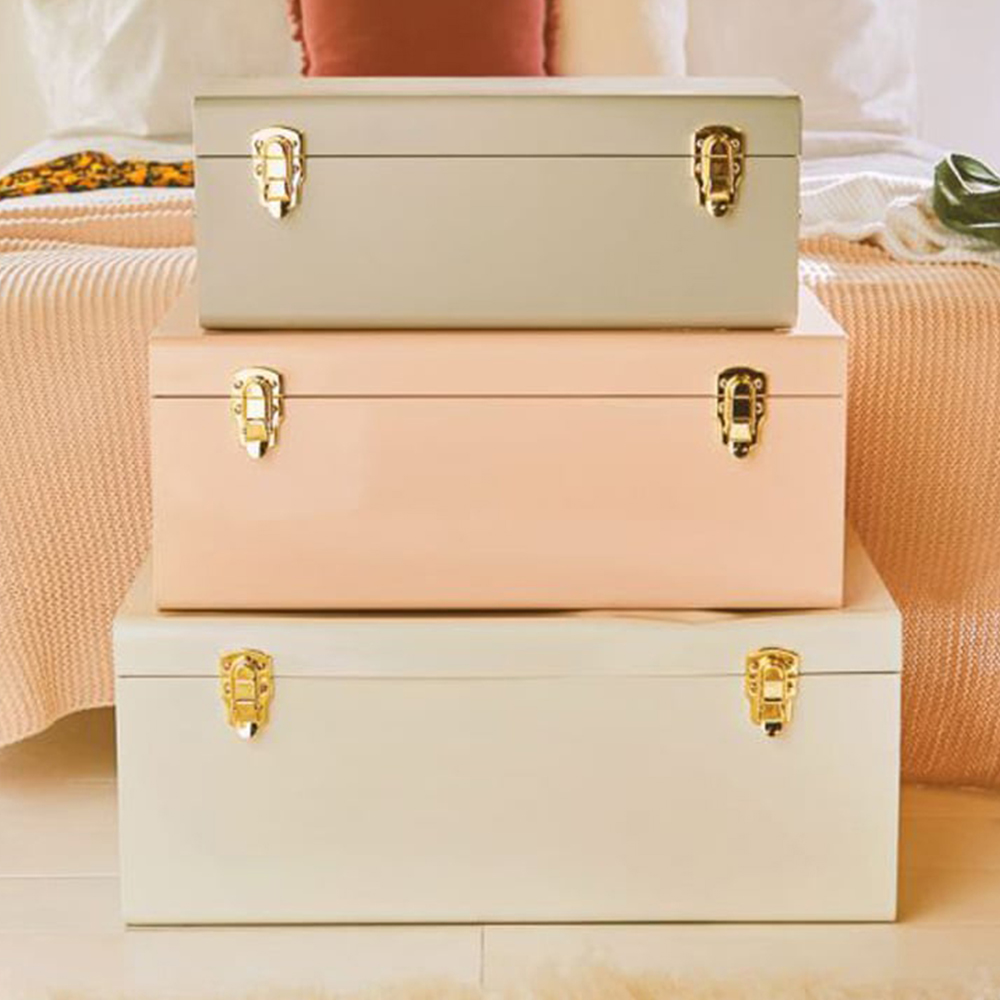 VonHaus Metal Storage Trunk Set of 3 Image 1