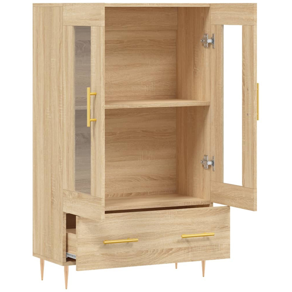 vidaXL 2 Glass Door Single Drawer Sonoma Oak Highboard Image 5