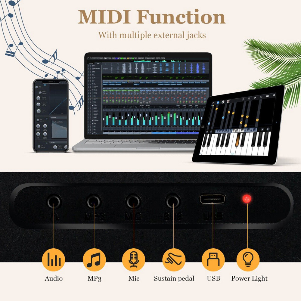 Costway MU10079GB Black 88 Key Foldable Digital Keyboard Piano with MIDI Image 4