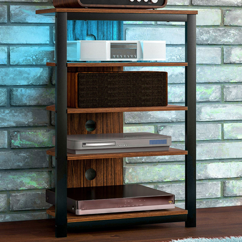 HOMCOM 4 Shelf Brown TV Unit with Light Image 1