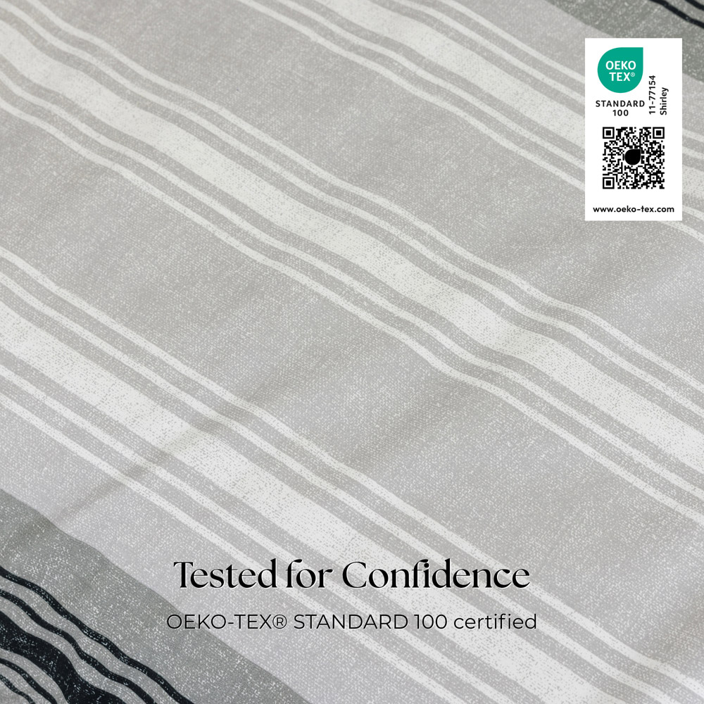 MHG Living King Size Midnight and Grey Charcoal Striped Reversible Duvet Cover Set Image 8