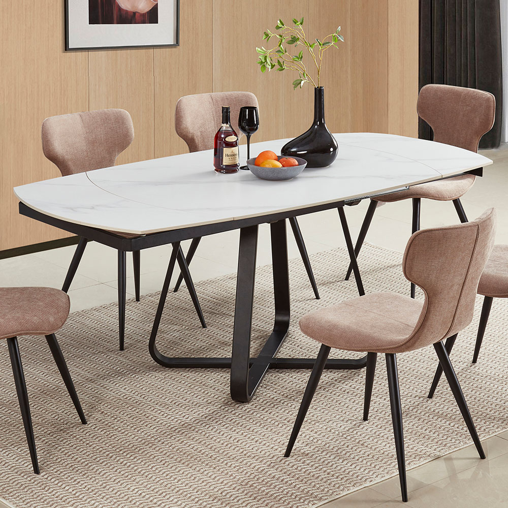 DS Living Arden 6 Seater Dining Table White Veined Marble Image 1