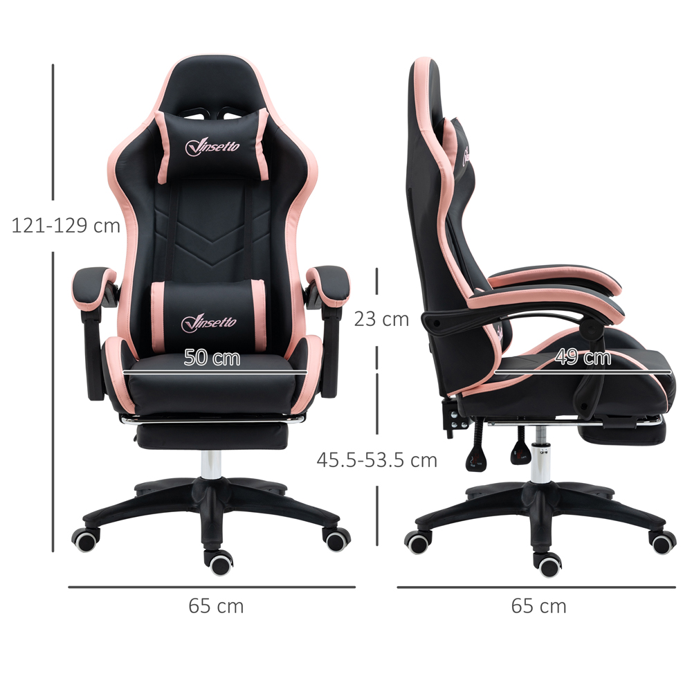Vinsetto Black and Pink Racing Style Gaming Chair Image 9