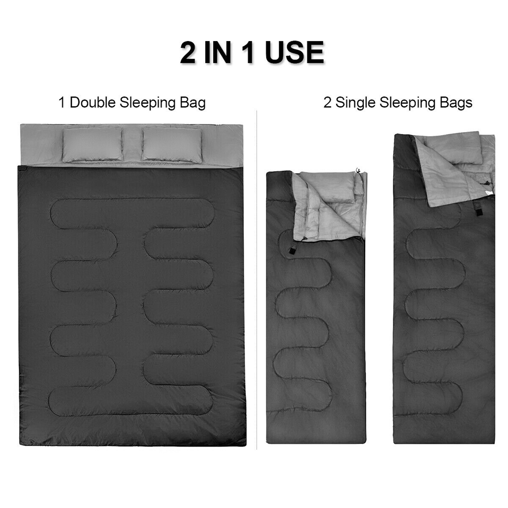 Costway Black Waterproof Double Sleeping Bag Image 6