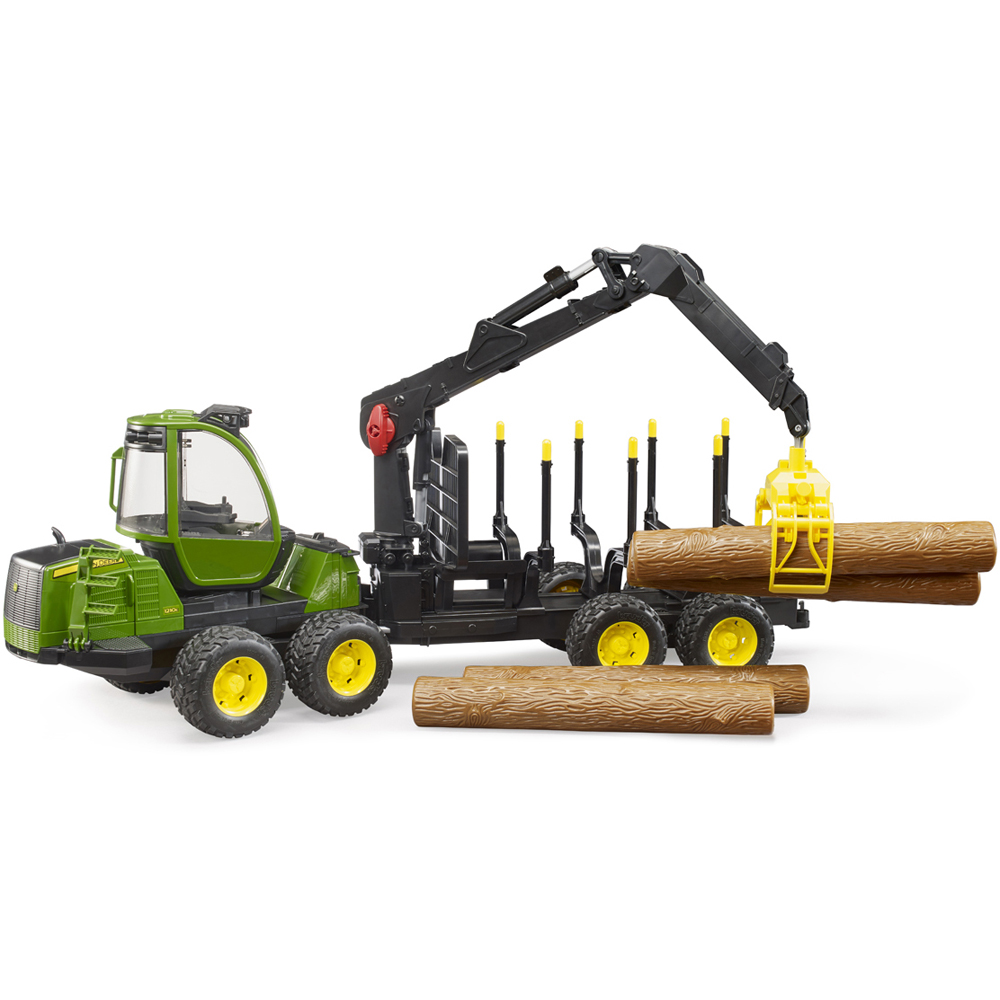 Bruder Kids John Deere 1210E Forwarder Playset Model with Grab and 4 Trunks Image 7