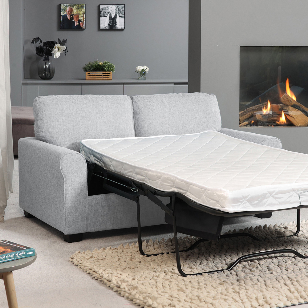 Dawson 2 Seater Light Grey Fabric Sofa Bed Image 3