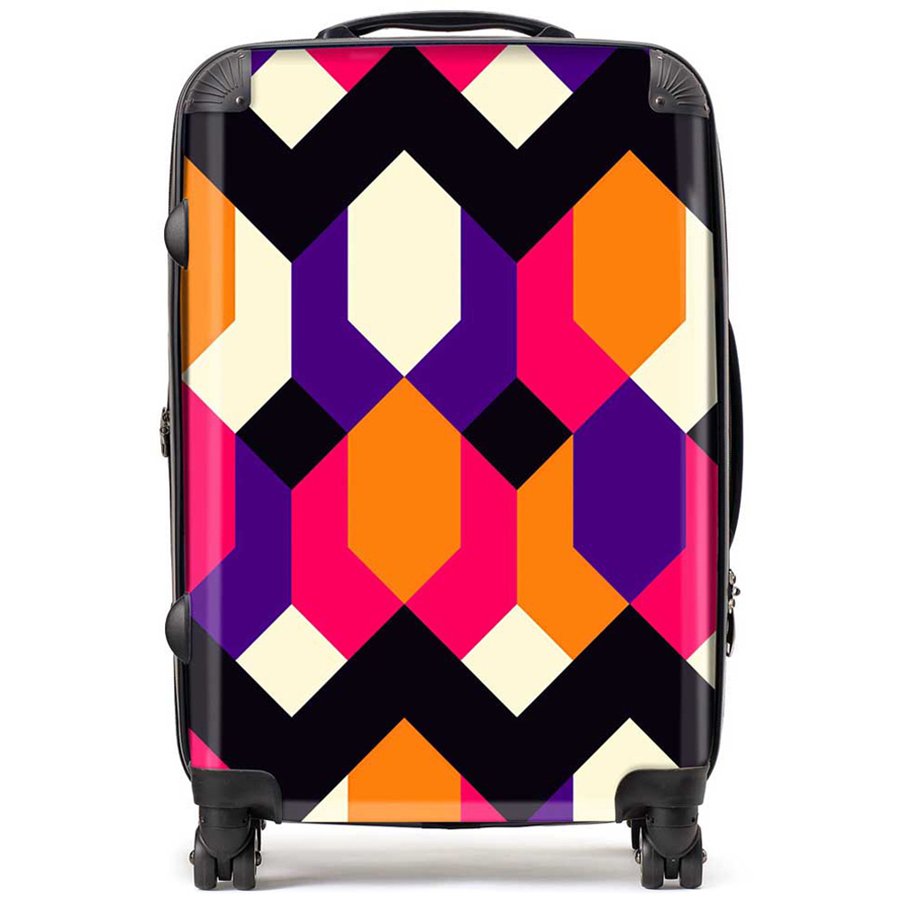 Warren Reed Designer Medium Coloured Abstract Pattern Suitcase Image 1