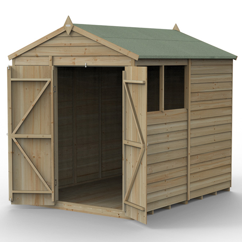 Forest Garden 4LIFE 6 x 8ft Double Door 2 Windows Apex Shed Image 3