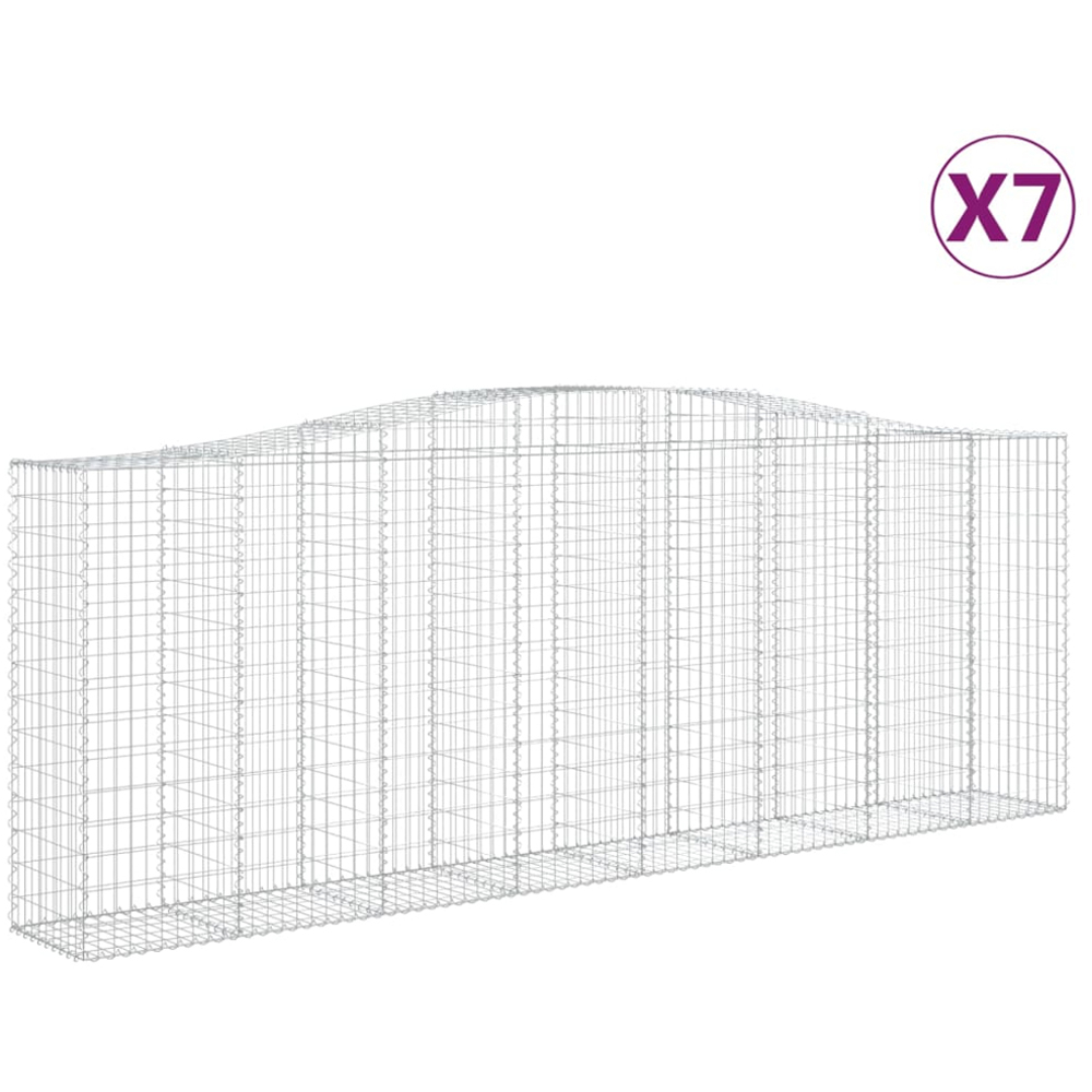 vidaXL Silver Galvanised Iron Arched Gabion Basket 400 x 50 x 140/160cm 7 Pack Image 4