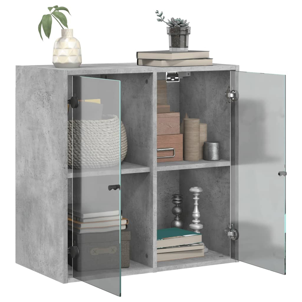 vidaXL 2 Door Concrete Grey Glass Wall Cabinet Image 5