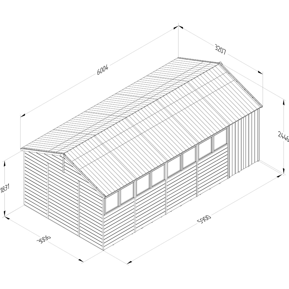 Forest Garden Timberdale 20 x 10ft 2 Opening Tongue and Groove Reverse Apex Garden Shed Image 9