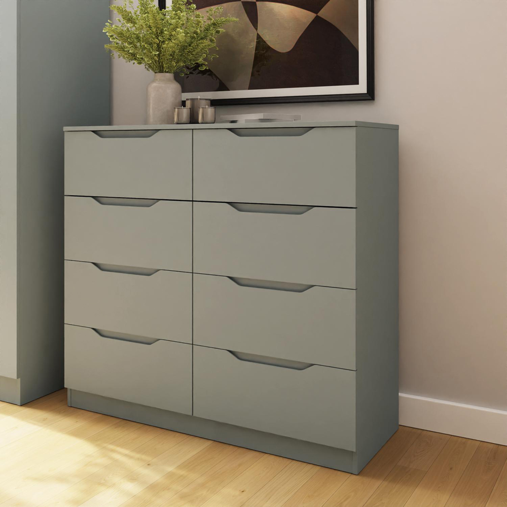 FWStyle Luno 8 Drawer Green Modern Wide Chest of Drawers Image 6