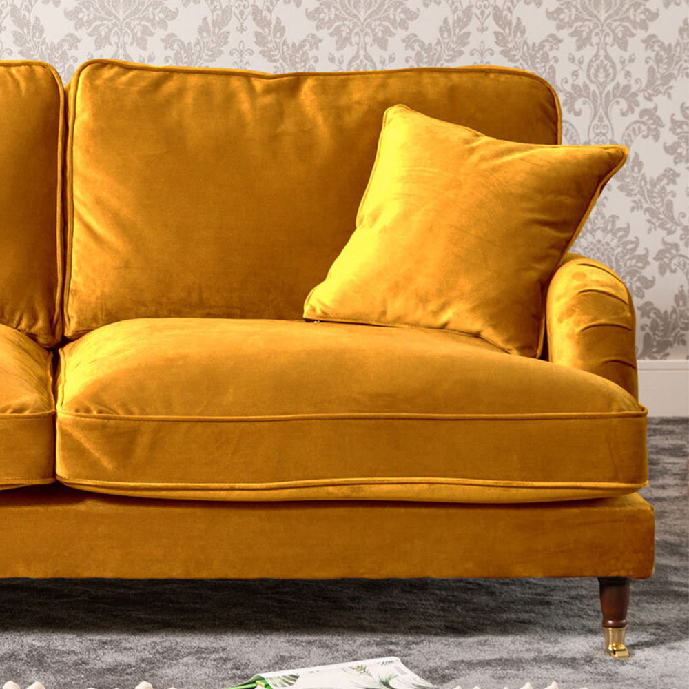Mackenzie 2 Seater Yellow Plush Velvet Sofa Image 2