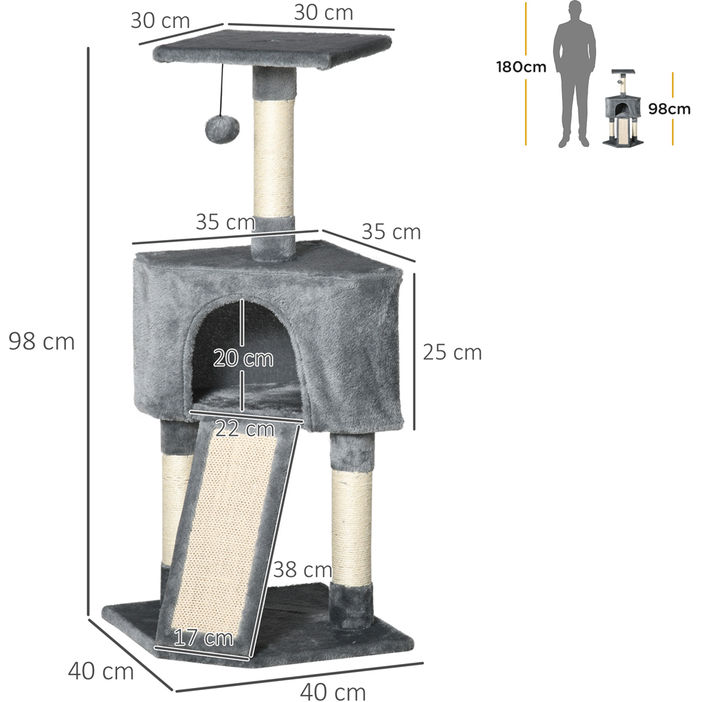 PawHut 98cm Grey Cat Activity Tree Image 5