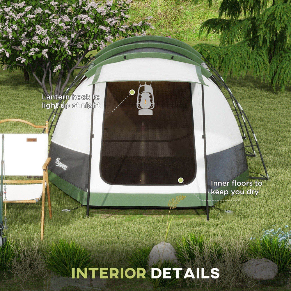 Outsunny 3-4 Person Waterproof Tunnel Camping Tent Green Image 6