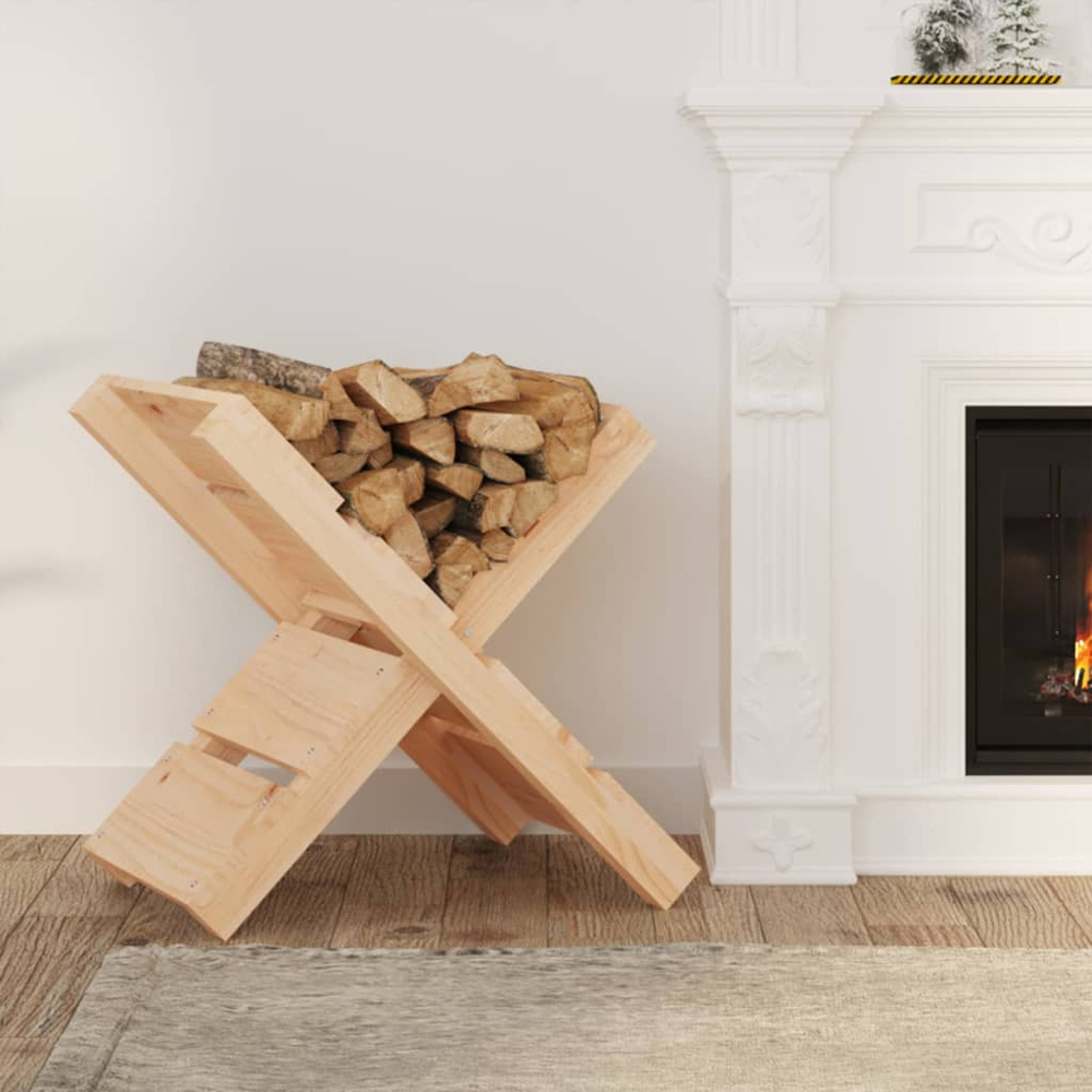 vidaXL Natural Pine Wood Firewood Log Holder 48 x 47 x 39.5cm Image 2