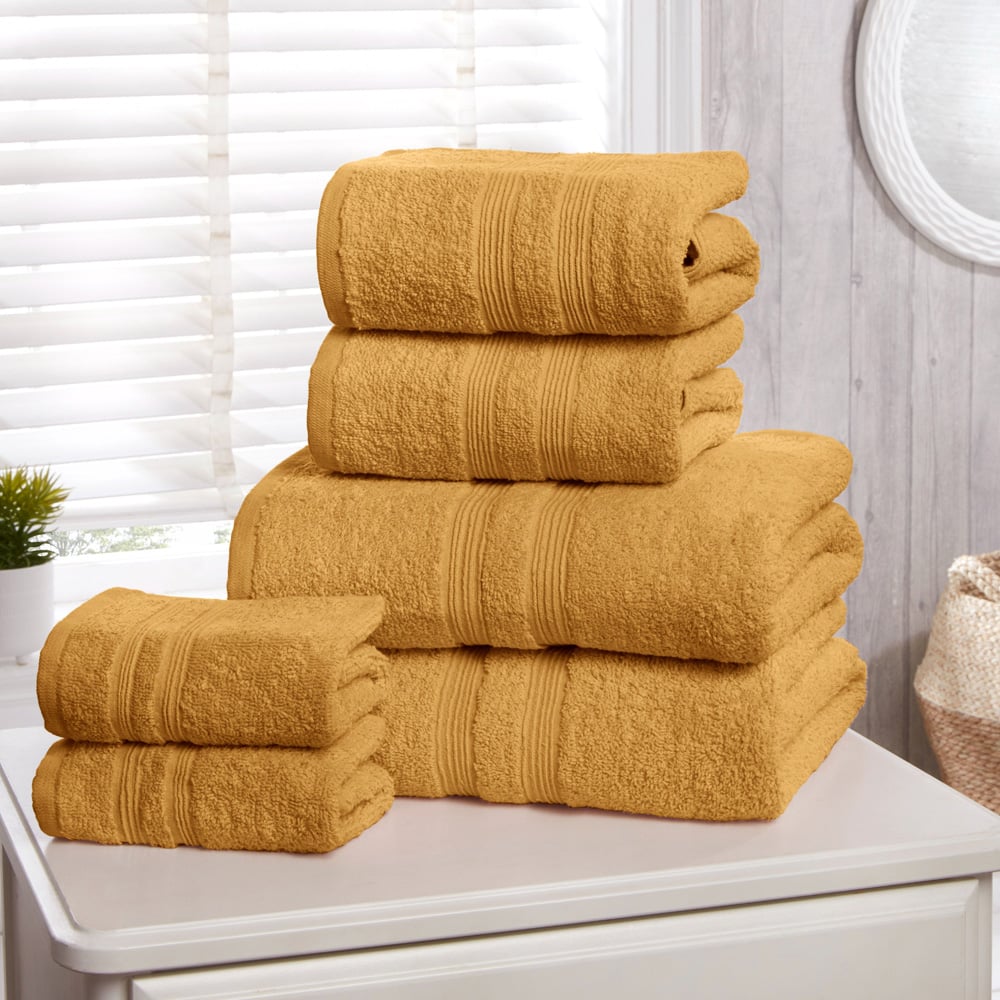 Rapport Home Camden Super Soft Combed Cotton Ochre Hand Towel Image 2