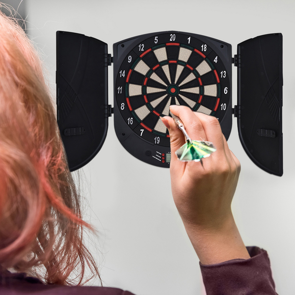 HOMCOM 6 Darts LCD Electronic Dartboard Set with 26 Games and 185 Variations Image 2