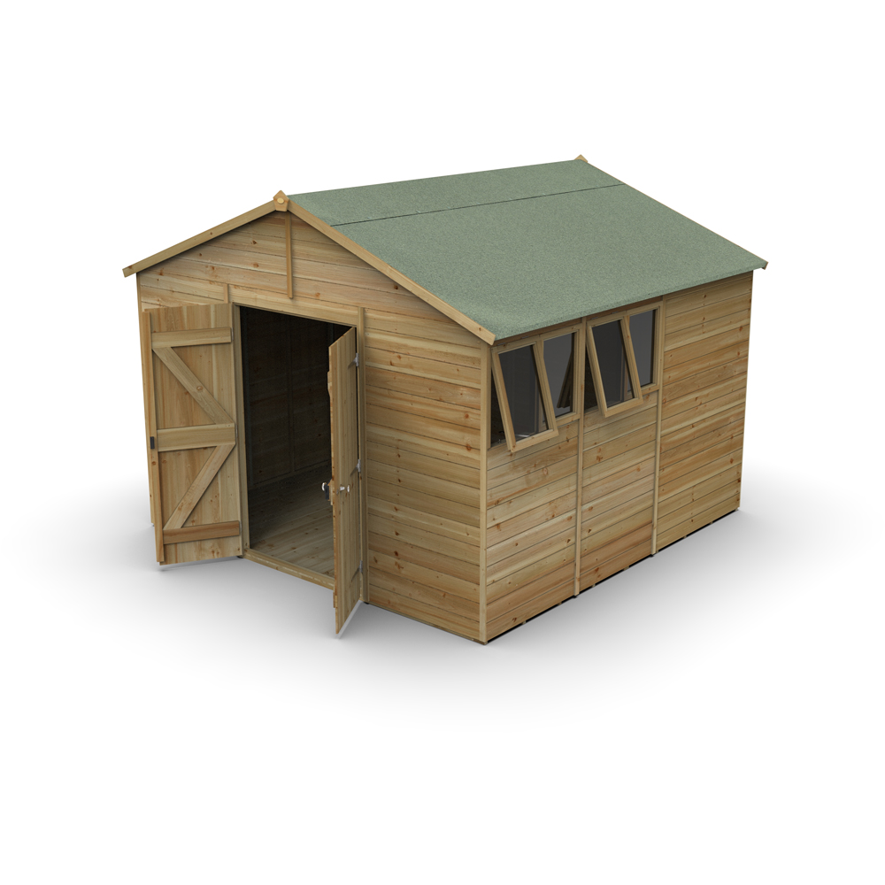 Forest Garden Timberdale 10 x 10ft 2 Opening Apex Shed Image 3