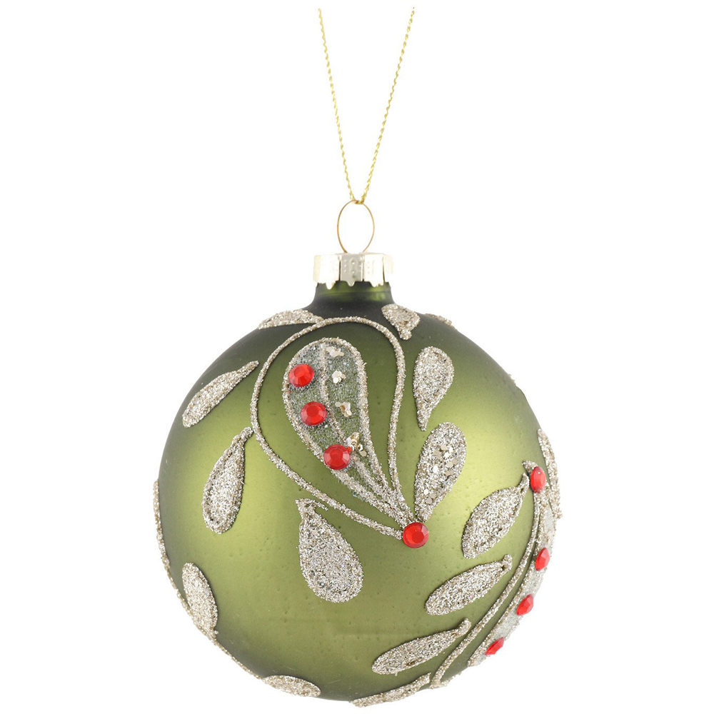 Patterned Bauble Olive Green - Olive Green Image 3