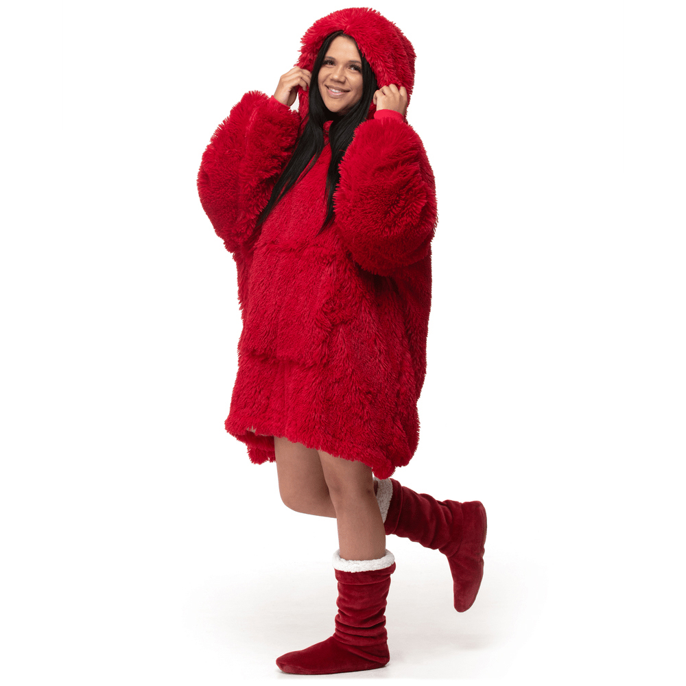 Velosso Fluffy Fleece Hoodie Oversize Alaska Red Image 1