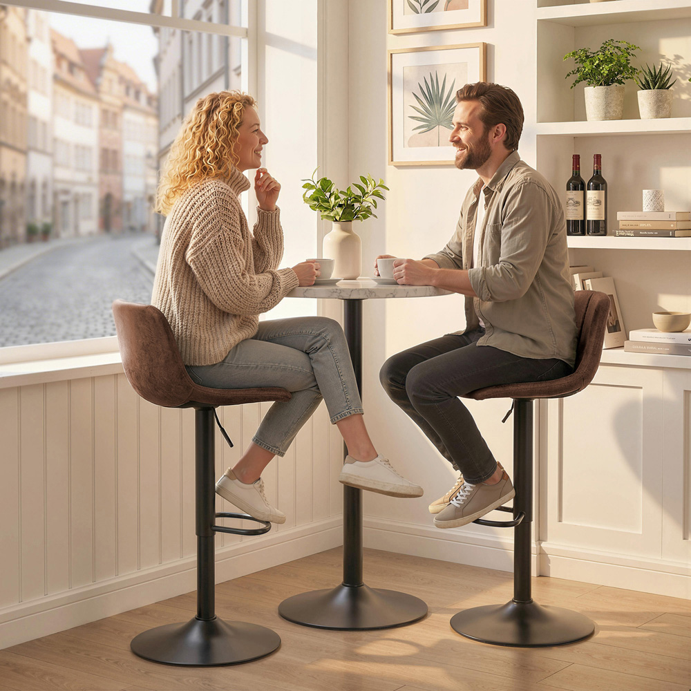 Portland Brown Leathaire Swivel Bar Stool Set of 2 Image 3
